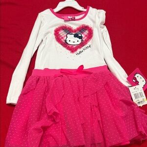 Hello Kitty Pink and White Long Sleeve Dress